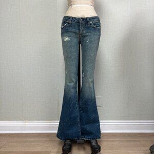 NWOT Deadstock 2000s Low Rise Flared Faded Distressed Kasil David Lim Jeans 28